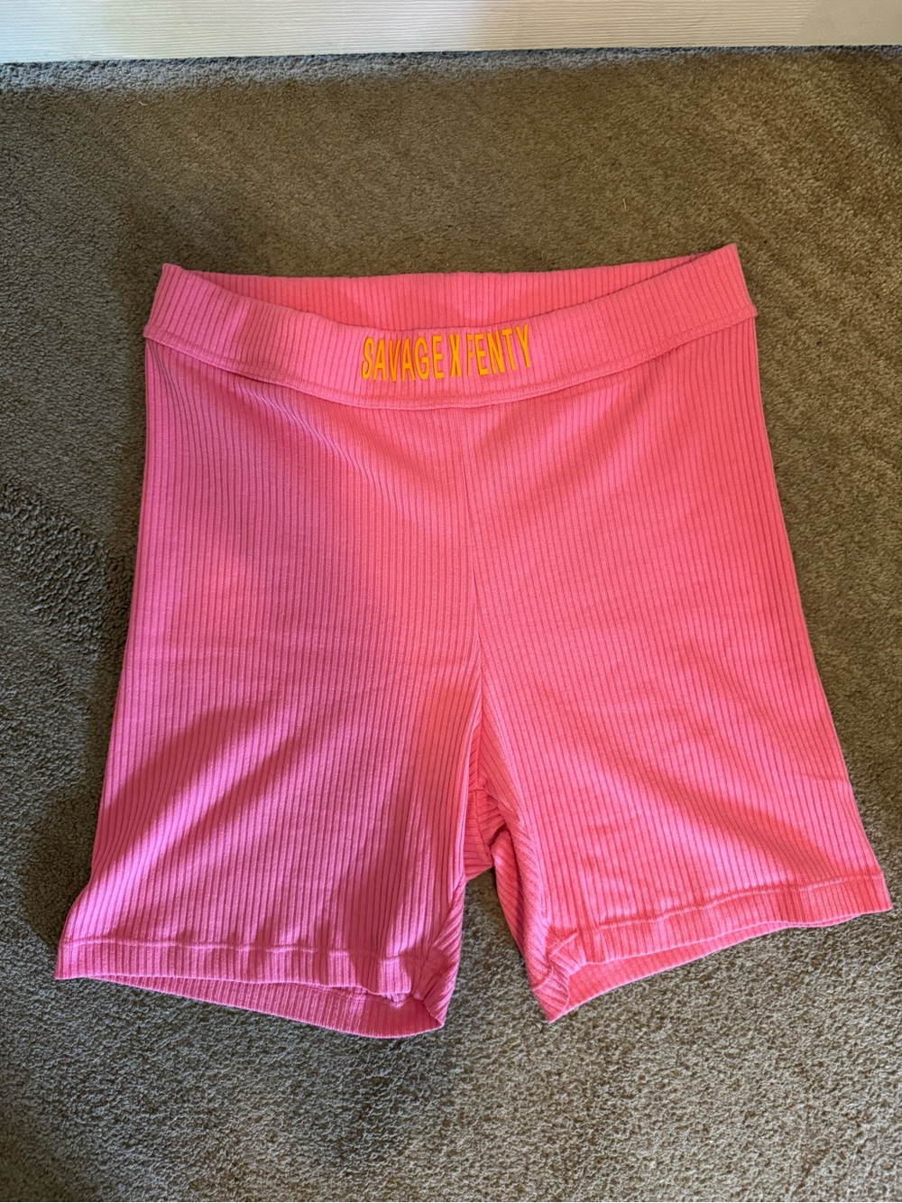 Savage X Fenty Bright Pink Ribbed Bike Shorts